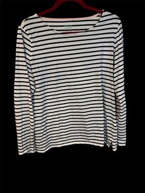 Boden Navy & White Striped Long Sleeve Top